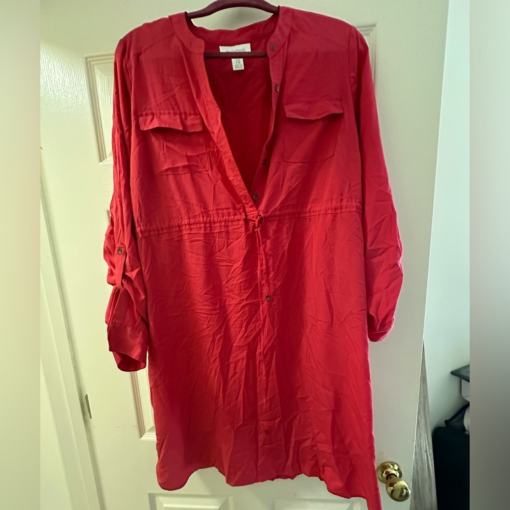 Motherhood Maternity Bright Pink Tunic Blouse Size XL